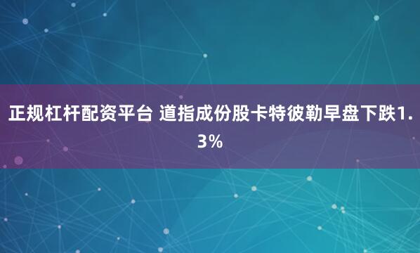 正规杠杆配资平台 道指成份股卡特彼勒早盘下跌1.3%